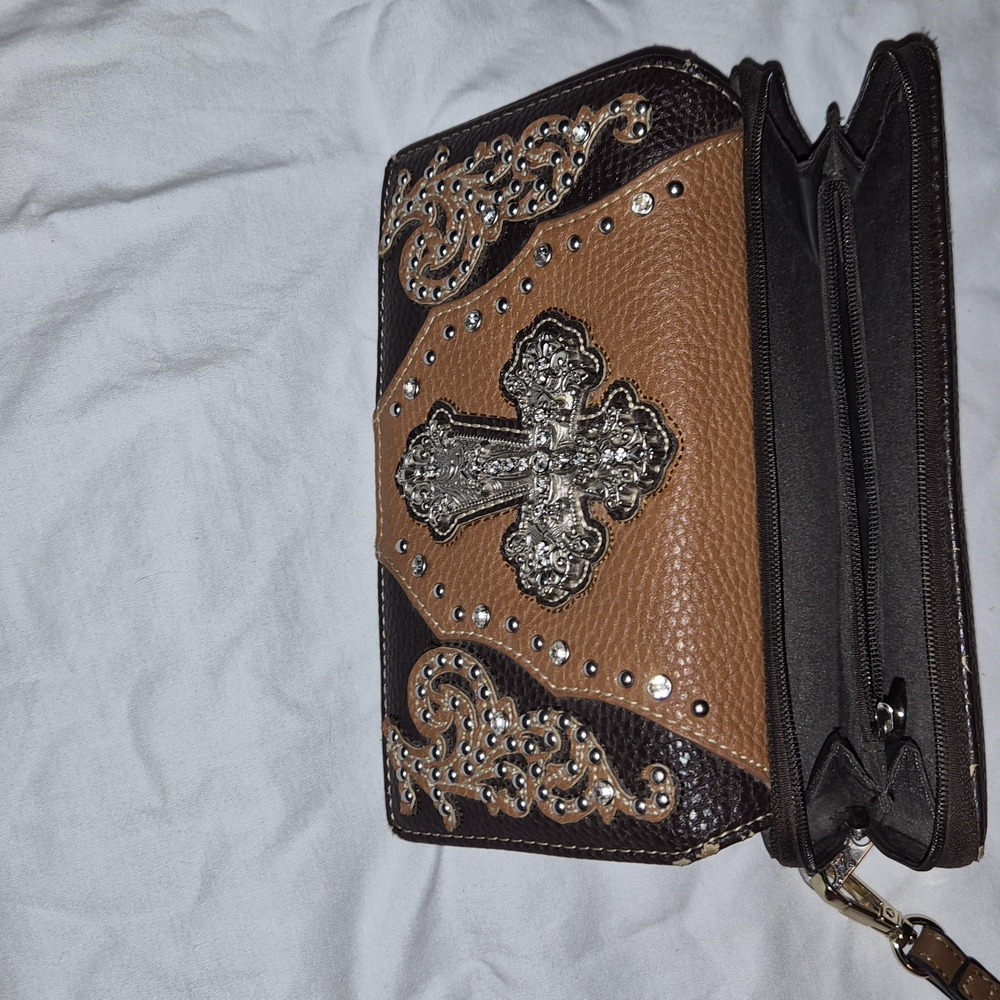 Montana West Brown and Black Cross Embellished Bag Set - Picture 6 of 7